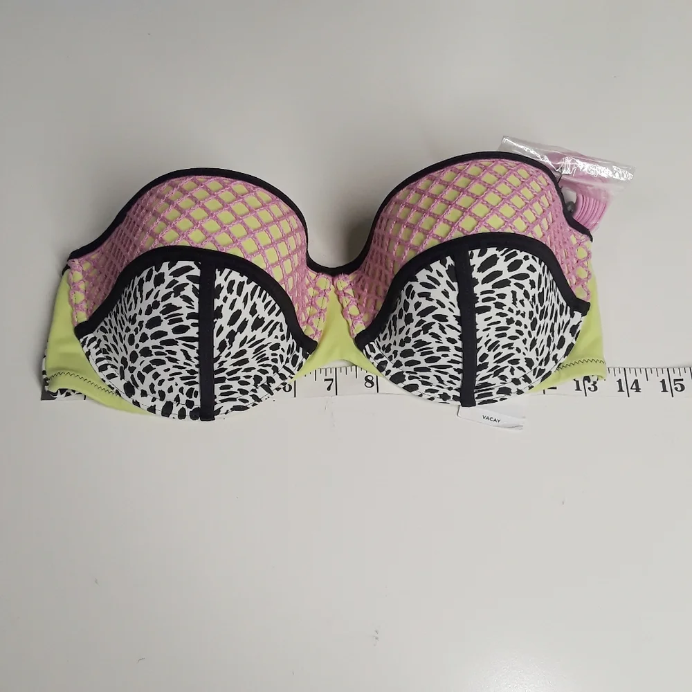 SHADE & SHORE Vacay Pink Yellow Animal Print 2PC Bikini 36D & Large  NWT